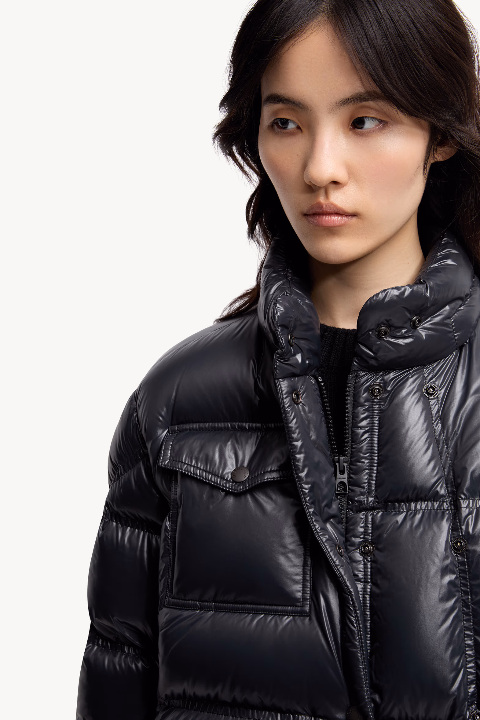 Erea Square-Quilted Hooded Short Down Jacket Women Black Moncler 8